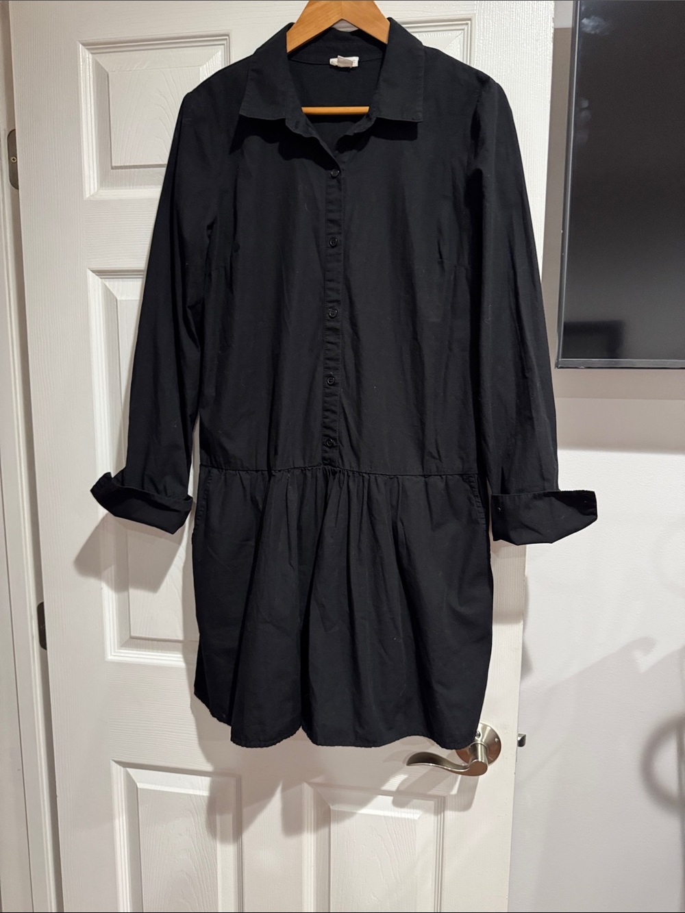 Splendid Black Long-Sleeve Shirt Dress size l